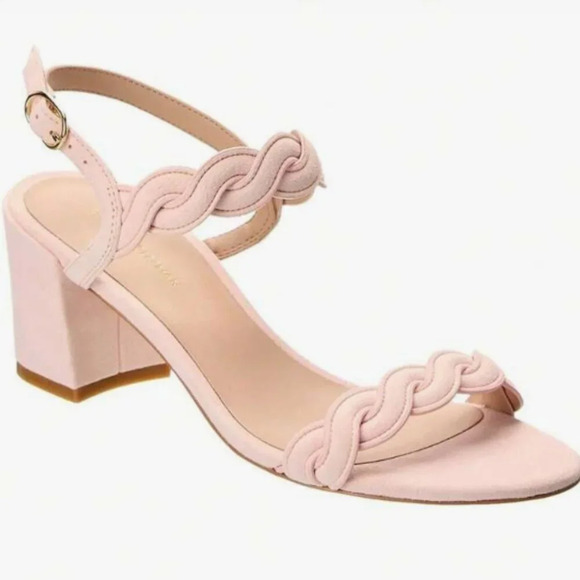 Stuart Weitzman Twistie Pink Suede Block Heel Ankle Strap Sandals Size 7B - Picture 1 of 10